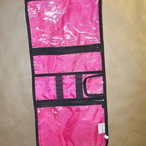 Thirty-One Hanging Travel Toiletries/Cosmetics Organizer Bag Black/White/Pink